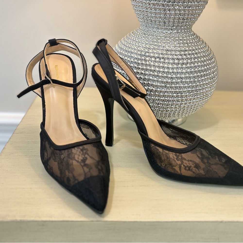 Pretty Angel Black Lace Heels